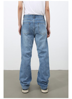Jeans droits délavés pour hommes, version coréenne, coupe ample, jambe large, pantalon décontracté Joker, vente en gros