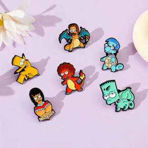 Cartone animato creativo divertente metallo artigianale personalità Pokemoon <span class=keywords><strong>serie</strong></span> Pin distintivo Simpsonsss vendita caldo smalto Pin