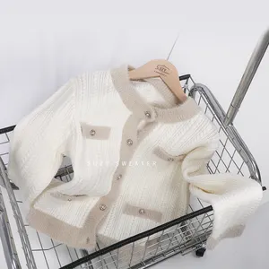 Custom OEM ODM Women's Sweater New Winter Fashion Long Sleeve Knitted Pullovers Striped Tunic Bow Collar Lace Decoration