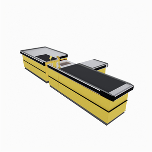 Comptoir de caisse de supermarché en acier inoxydable haute luminosité avec convoyeur automatique, taille personnalisable rapide, haute luminosité - Product Image 2