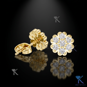 Lab Grown Diamond Flower Cluster <b>Stud</b> Earrings 14K 18K Solid Gold Round Brilliant Cut Floral Fine Women Jewellery Anniversary Gi - Product Image 1