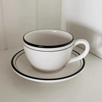 Ménage, assiettes, tasses et cuillères Ensemble d'assiettes et de tasses cassables Tasses et assiettes modernes Ensemble d'assiettes pour le thé de l'après-midi.