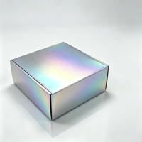 Boîte d'expédition brillante personnalisée avec logo fournisseur, boîte en carton ondulé imprimée couleur laser arc-en-ciel pour emballage cadeau cosmétique