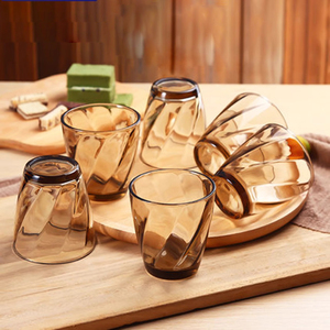 Vaso de Vidrio Transparente Estilo Nórdico Minimalista, Color Azul Dorado Oscuro, Apto para Lavavajillas/<span class=keywords><strong>Microondas</strong></span>, Fácil de <span class=keywords><strong>Limpiar</strong></span>, para Mesa de Comedor de Restaurante - Product Image 3