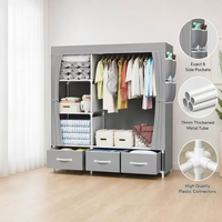 Organisateur de placard pour chambre à coucher, armoire multi-niveaux anti-poussière pour vêtements et manteaux en tissu