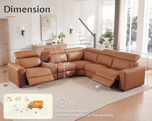 power reclining 7 piece sectional with power headrest