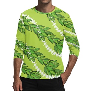 Truyền nhiệt chất lượng cao tùy chỉnh của nam giới dài tay áo T-shirt in theo yêu cầu maile và pikake Lei thời trang vòng cổ thiết kế - Product Image 4