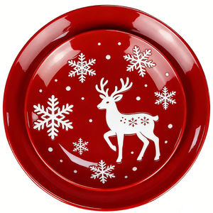 Plato <span class=keywords><strong>de</strong></span> Melamina con Diseño <span class=keywords><strong>de</strong></span> Reno Rojo para la Cena, Plato Principal y Platos <span class=keywords><strong>de</strong></span> Ensalada para la Fiesta <span class=keywords><strong>de</strong></span> Navidad - Product Image 1
