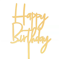 Lot de 10 décorations de gâteau en acrylique avec petites lettres, motif Joyeux Anniversaire, pour décoration d'anniversaire, table tendance inspirée de la pâtisserie