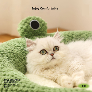 Cama para Mascotas Portátil de Felpa con Diseño de Rana, Resistente al Viento, Éxito de Ventas Transfronterizo, Universal para Todas las Estaciones, Cálida para Invierno, Estilo Casa - Product Image 2
