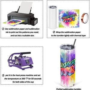 Lot de 50 gobelets à sublimation à bord plat de 20 oz en acier inoxydable, isolés sous vide, anti-fuite, avec couvercle, paille et sous-verre, réutilisables pour boissons froides - Product Image 5