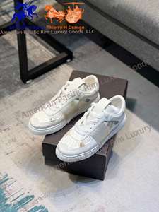 Baskets de luxe réfléchissantes en cuir pour hommes et femmes, nouvelle mode, plateforme rétro, chaussures de marche à lacets, collection printemps - Product Image 5