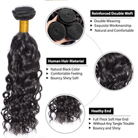 Lot de 3 mèches de cheveux humains Water Wave avec closure, raie au milieu, non Remy
