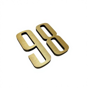 Insegna da parete personalizzata in acciaio inossidabile spazzolato con numeri per camere d'albergo, con montaggio a parete - Product Image 1