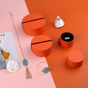 Boyang Custom Logo Printed Luxury <b>Orange</b> <b>Paper</b> Round Bangle Bracelet Jewelry Box Packaging - Product Image 1