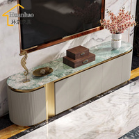 Ensemble de meuble TV de luxe italien à panneau de roche, table à thé simple et moderne pour le salon, rangement fait main pour la chambre à coucher