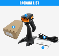Lector de código de barras láser CMOS de mano portátil 2025 con interfaz USB 2D con cable Stock CCD escáner función de luz