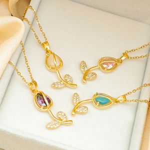 <span class=keywords><strong>Collana</strong></span> di Lusso da Donna con Ciondolo a <span class=keywords><strong>Tulipano</strong></span> in Cristallo Multicolore Placcato Oro, Catena Sottile in Acciaio Inossidabile 316L, Gioielli alla Moda - Product Image 6