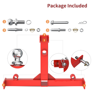 3-Punkt-Schwanenhals-Traktor-Anhängerkupplung für Traktoren der Kategorie 1 Rot Finish <span class=keywords><strong>2</strong></span> "Empfänger kupplung <span class=keywords><strong>2</strong></span>" Schwanenhals kugel - Product Image 4