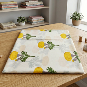 Tela de Algodón Estampada con Flores de Caléndula Amarilla, Ligera, Transpirable y de Buena Calidad, para Confección de Vestidos y Decoración del Hogar - Product Image 1
