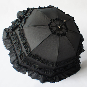 Parasol pour femme ouvert <span class=keywords><strong>ivoire</strong></span> 23 "* 8K contrôle manuel avec trois volants et parapluie de soleil de mariage en <span class=keywords><strong>dentelle</strong></span> en forme de pagode - Product Image 3