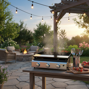 <span class=keywords><strong>Plancha</strong></span> à gaz élégante et portable sans fumée à 3 brûleurs, idéale pour les barbecues et la cuisson en extérieur sur la terrasse. - Product Image 2