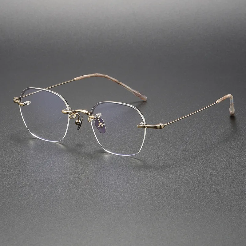 80874 Half Rim Smooth Lines Noble Eyewear Thin Optics Reading Glasses Design Competitive Price Gold Frame Sunglasses Unisex