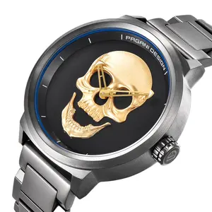 2022新款PAGANI设计骷髅图案时尚不锈钢石英机芯男士手表