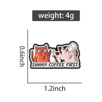 SHHH COFFEE FIRST Broche chat émaillée, motif chat mignon buvant du café, épinglette de revers pour vêtements, bijoux, cadeaux pour amis
