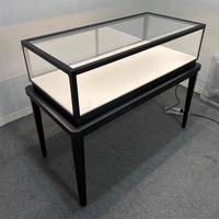 Comptoir de présentation de bijoux de luxe carré, table de présentation personnalisée en verre avec éclairage LED, finition peinte de haute qualité, écologique