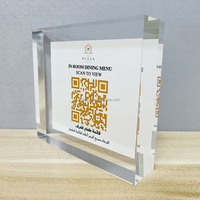 Logo de taille personnalisée support carré clair QR Code bloc de codes à barres en acrylique transparent