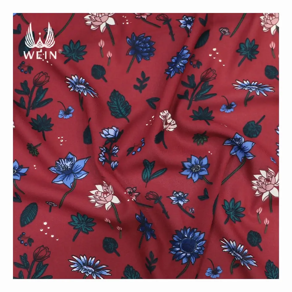 WI-A12 नए आगमन आंसू प्रतिरोधी लाल पृष्ठभूमि सुंदर फूल शॉल के लिए कपड़े