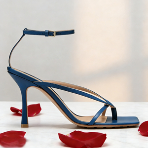 Sandales sexy pour femmes à bout carré et talon haut, ouvertes à l'arrière, avec bride de cheville et semelle intérieure souple, pour l'extérieur et les soirées, collection printemps-été-automne - Product Image 6