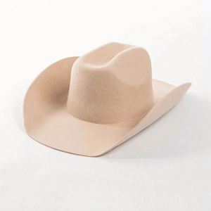 Wholesale 100% Wool Felt Cowgirl Hat Women Men Wide Brim Western White Cowboy Hat - Product Image 2