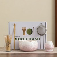 Ensemble de cérémonie du thé Matcha de style japonais en cinq pièces, série émail cristallin, comprenant fouet à thé en céramique, bol Chagama de la dynastie Song et outils Chasen