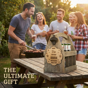 Caddie à bière en bois vintage personnalisé avec ouvre-bouteille, boîte cadeau personnalisée pour bière, porte-bière pour homme, <span class=keywords><strong>anniversaire</strong></span>, fête des pères - Product Image 5