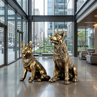 Sculpture de chien de garde en bronze Vigilant - Statue canine grandeur nature sur mesure avec options personnalisées, sculpture en bronze