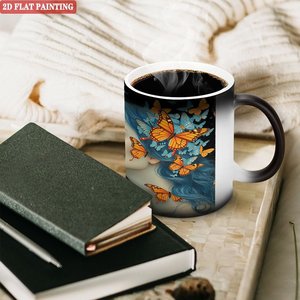 Modern Dining <b>Table</b> Decor Mug 11oz Frosted Black Ceramic Heat <b>Activated</b> Coffee Cup - Product Image 3