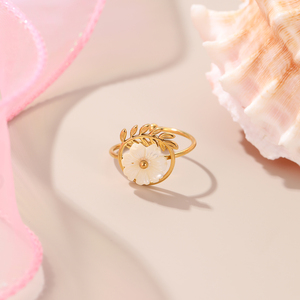 Lindos Anillos Ajustables de Acero Inoxidable con Diseño de Flor de Concha y Perla, Joyería para Bebé, Regalo para Niñas - Product Image 4
