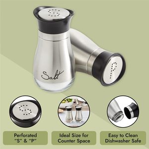 Juego de Salero y pimentero para cocina, fondo de cristal con tapa de acero inoxidable para mesa de cocina, RV, campamento - Product Image 2