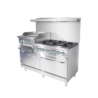 Cuisinière à gaz robuste à 6 brûleurs avec plaque de cuisson de 24 pouces, salamandre et double four, équipement de cuisson commercial en acier inoxydable
