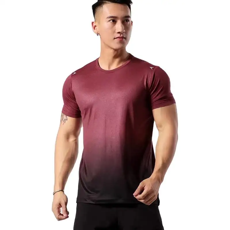 Fabrieksverkoop Nieuwe Producten Oversized Gradiënt Zweet Geactiveerde Basislaag Outfit Gym Tshirt Voor Mannen