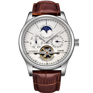 <span class=keywords><strong>LIGE</strong></span>-<span class=keywords><strong>Reloj</strong></span> de pulsera para hombre, accesorio Masculino de pulsera resistente al agua con mecanismo automático de Tourbillon y calendario, complemento mecánico de marca de lujo - Product Image 3