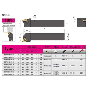 Portaherramientas de Torneado para Roscado Interno de 20 mm, SER2020K22 SER de Hongyi, para Insertos de Carburo CNC 22ER - Product Image 3