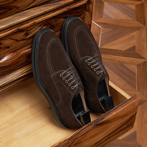Premium <span class=keywords><strong>scarpe</strong></span> da <span class=keywords><strong>uomo</strong></span> in camoscio autunnale in stile inglese Derby in vera pelle con lacci <span class=keywords><strong>scarpe</strong></span> da sposa in stile punta - Product Image 2