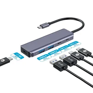 Fabricante usb splitter tipo c docking station 3.0 hub velocidade de transferência 5Gbps multifuncional 5 em 1 tipo-c hub para Mac iphone