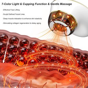 Masseur de drainage lymphatique 3-en-1, outil facial de raffermissement cutané à <span class=keywords><strong>lumière</strong></span> rouge, ventouses de contouring du visage, réducteur de double <span class=keywords><strong>menton</strong></span>, lifting par aspiration - Product Image 5