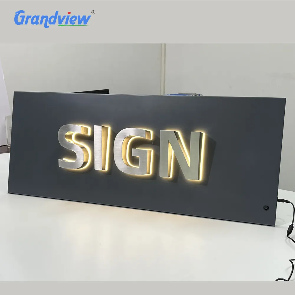 Letrero LED con logotipo retroiluminado acrílico personalizado, letrero con letras iluminadas en 3D para decoración de exteriores e interiores