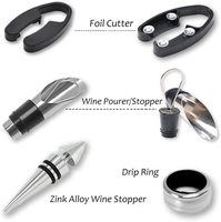 Ensemble cadeau d'accessoires pour le vin BST Wholesale, tire-bouchon en métal moderne en forme de bouteille, 5 en 1, rouge