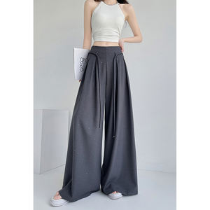 <span class=keywords><strong>Pantaloni</strong></span> lunghi <span class=keywords><strong>Palazzo</strong></span> Beige <span class=keywords><strong>a</strong></span> vita alta da donna <span class=keywords><strong>con</strong></span> coulisse <span class=keywords><strong>pantaloni</strong></span> taglie forti da donna - Product Image 5